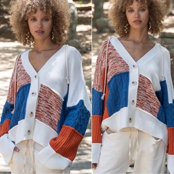 POL Ultra Comfort Color-block Button Hoodie Sweater S-M-L NWT - Picture 8 of 12